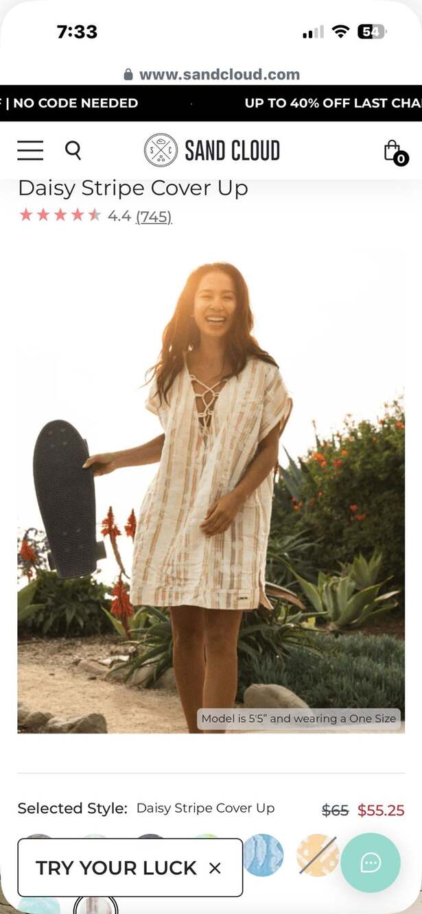 Sand Cloud Daisy Stripe Cover Up Beach Vacation Resort Organic Cotton NWT - Picture 2 of 7